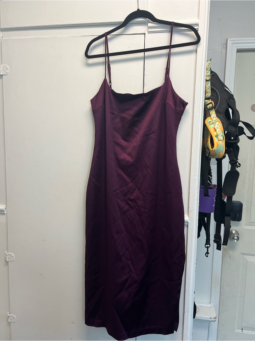 Abercrombie & Fitch Plum Satin Midi Slip Dress